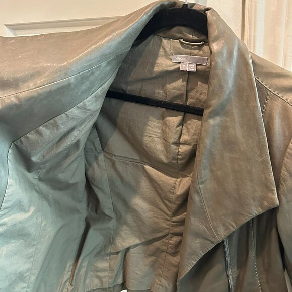 OLIVE GREEN VINCE LEATHER JACKET, Size Small - Picture 6 of 8